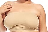 Dona Michi Plus Size Bandeau Tube Bra - Seamless! Many Colors! Fits 1X-2X-3X_Khaki