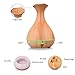 Tenswall Aromatherapy Essential Oil Diffuser,Yellow Wood Grain Whisper Quiet Cool Mist 400ml Vase Shape Ultrasonic Aroma Diffuser Humidifier with 4 Timer Setting and 7 LED lights Changing for Spa Baby