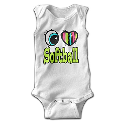 EVPOPC LVMI Love Softball Newborn Baby Sleeveless Bodysuit Romper Playsuit Outfits White