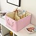 TheWarmHome Decorative Basket Fabric Storage Basket Bin Organizer with Sturdy Rod for Clothes Storage,Baby Storage, Toy Storage, Nursery Baskets for Gifts Empty(Pink, 15.7L*11.8W*8.3H)