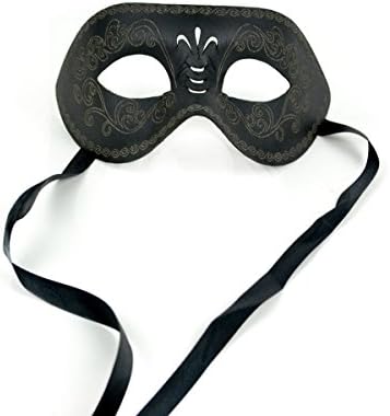 MaskIt 48072 Mask-It (Mau63) Mask-It Black Pu Leather 9" Half Mask with Satin Ribbon, 1Pc