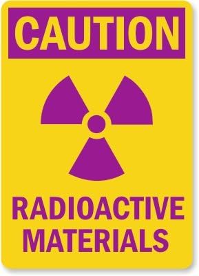 Caution: Radioactive Materials (with graphic) (vertical), Adhesive Signs and Labels, 10" x 7"