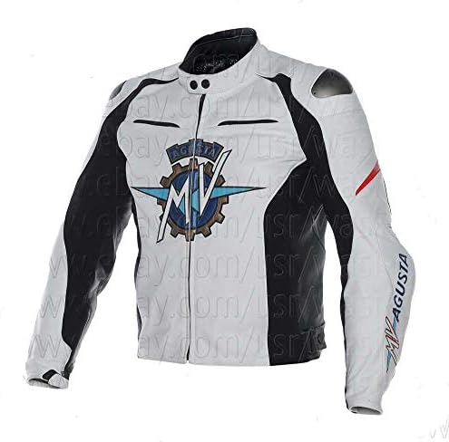 Mv Agusta Motorbike Motorcycle Racing White Leather Jacket (XS)