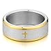 INBLUE Men's Stainless Steel Ring Band Silver Gold Tone Bible Lords Prayer Cross Wedding