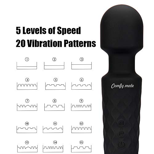 Upgraded Powerful Viberate Massager with 20 Magic Vibration Modes, Whisper Quiet, Waterproof, Handheld, Cordless for Neck Shoulder Back Body Massage, Sports Recovery & Muscle Aches - Carbon Black