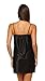 MELODY V Neck Satin Camisole Chemise Full Slip Nightgown Lounge Wear Sleepwear Pajamas (Black, Large)