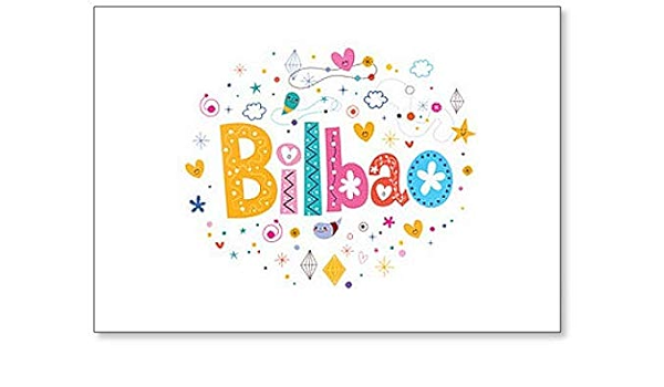 Bilbao tipografía letras ilustración – Clásico imán para nevera