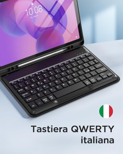 EasyAcc Keyboard Cover Compatible with Lenovo Idea Tab 11 Inch Tablet 2025 (TB-336ZU/TB-336FU) with Protective Film, Removable Keyboard Case with Black Pen Holder