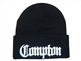 3D Embroidered Compton Eazy E Beanie Cap Hat (One SIze, Black/White)