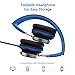 Elecder i39 Headphones with Microphone Foldable Lightweight Adjustable On Ear Headsets with 3.5mm Jack for iPad Cellphones Computer MP3/4 Kindle Airplane School Blue/Blackthumb 3