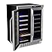 EdgeStar 36 Bottle Built-In Dual Zone French Door Wine Cooler - Black/Stainless Steel