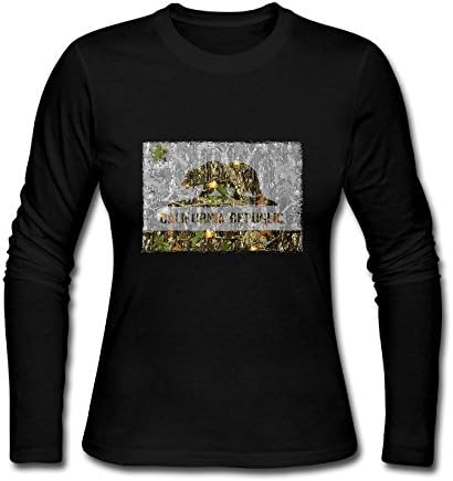 Women's CAMO CALIFORNIA BEAR Long Sleeve Athletic Cotton Round Neck T-Shirt