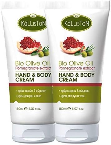 KallistonOrganic Olive Oil with Pomegranate Extract Lotion | Hand & Body Cream | Made in Ancient Crete, Greece | 5.07 oz Each | Pack of 2