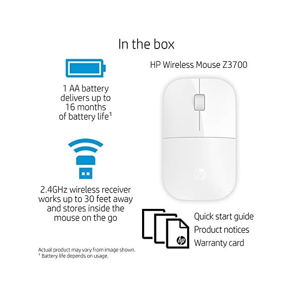 HP-Z3700-White-24-GHz-USB-Slim-Wireless-Mouse-with-Blue-LED1200-DPI-Optical-Sensor-Up-to-16-Months-Battery-Life HP Z3700 White 2.4 GHz USB Slim Wireless Mouse with Blue LED1200 DPI Optical Sensor, Up to 16 Months Battery Life