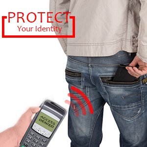 Access Denied Mens RFID Blocking Trifold Leather Wallet with ID Window (Black Pebble)