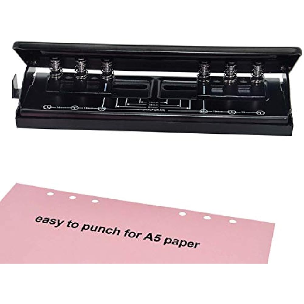 Adjustable 6Hole Punches Punch With Positioning Mark, Daily Paper Puncher For eBay
