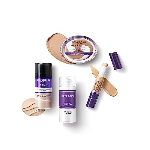COVERGIRL & OLAY SIMPLY AGELESS 3-IN-1 LIQUID FOUNDATION, MATTE FINISH, HYALURONIC & VITAMIN C FORMULA, CRUELTY FREE, CREAMY NATURAL, 1 COUNT