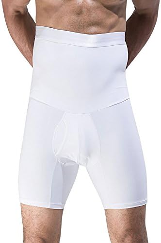 SAILORSTAR Men’s High Waist Slimming Body Shaper Tummy Control Shapewear Waist Abdomen Trimming Boxer Brief (Small/26.78-32.28inch waist, White)