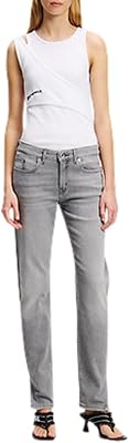 Donna Mid Rise Slim W/Slit Denim Light Grey 2932