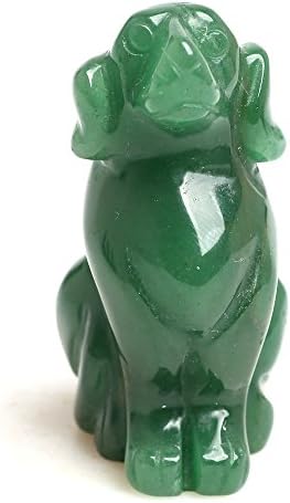 2" Hand Carved Dog gemstone crystal hand engraving animals(quartz crystal) (green aventurine)