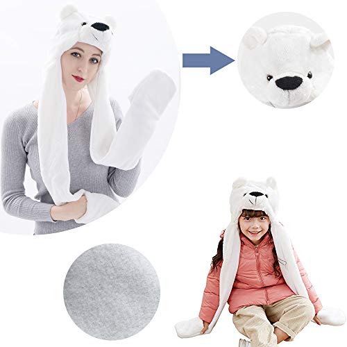 image for PULAMA Bear Plush Animal Hat Costume Anime Cosplay Cap with Mittens - 