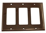 Leviton 80411-N 3-Gang Decora/GFCI Device Wallplate, Standard Size, Thermoset, Device Mount, Brown