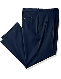 Savane pantalones de vestir pinzados, talla grande y alta, para hombre estilo Stretch Crosshatch
