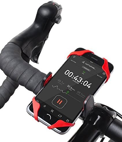 Emdai Universal Cell Phone Handlebar Mount For Bicycle, Motorcycle, or ATV With Tilt, Swivel, and 360 Degree Rotation. Made of High Strength ABS And Silicone Bands (2 Bands Included, Red and Black),