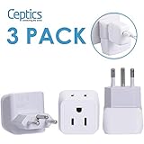 Switzerland Travel Adapter Plug by Ceptics with Dual USA Input - Power - Type J (3 Pack) - Ultra Compact - Safe Grounded Perfect for Cell Phones, Laptops, Camera Chargers and More (CT-11A)