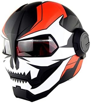 SWEI Personality Flip Front Motorcycle Helmet Iron Man Off-Road Competition Helmet Road Race Adult Youth (M, L, XL,),Matte,XL