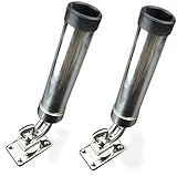 spareflying 2PCS All Angle Deck-Mount Adjustable Fishing Rod Holder,Heavy Duty Top Mounted or Side Mounted Angle Removable Marine Stainless Steel Rotatable Rod Holder