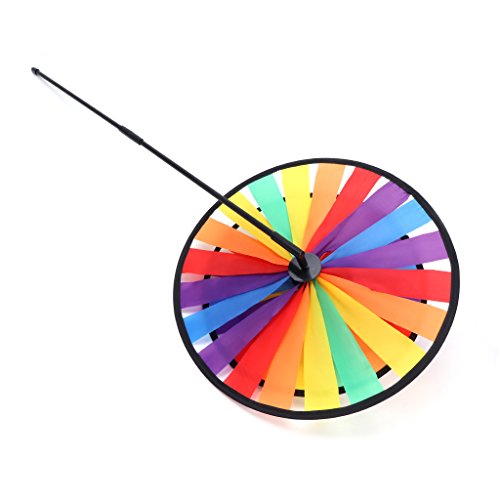 NNDA CO Triple Wheel Rainbow Wind Spinner, Cute Cartoon Kids Colorful Windmill Toy
