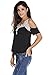 Chase Secret Womens Casual Crochet Off Shoulder Blouse Top Black Medium Black
