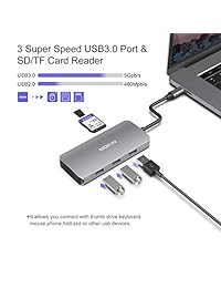 Adaptador USB VGA USB C HDMI para MacBook Pro 2018 2017, nuevo Surface Book, HDMI C a 4K HDMI, VGA, SD + Lector de tarjetas microSD, 3 puertos USB 3.0 y puerto de paso de alimentación USB C 8 en 1 Adpater Gris espacial