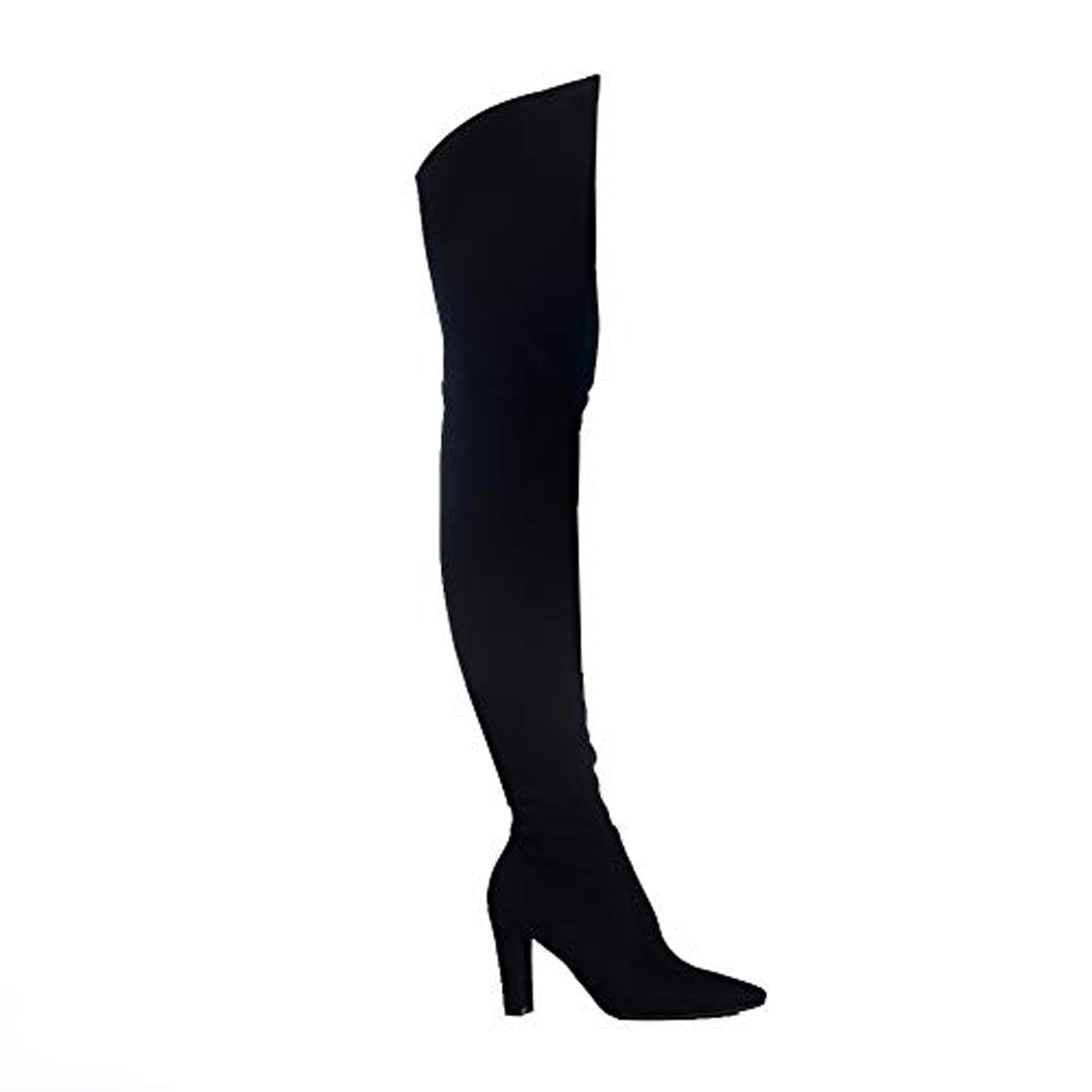 Shoe'N Tale Women Stretch Suede Chunky Heel Over The Knee Boots Thigh High for Women