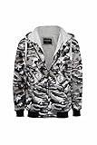 Lee Hanton Men's Full Zip Military Camo Sherpa Lined Fleece Hoodie Sweatshirts