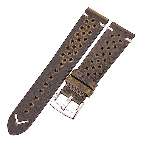 SUNJIA Handmade Cowhide Breathable Watch Band 18 20 22 24mm Men Women 4 Colors Oil Wax Genuine Leather Strap Watchband Accessories