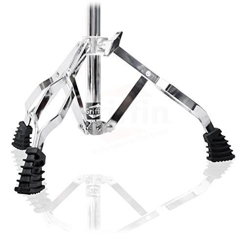 Snare Drum Stand by Griffin | Deluxe Percussion Hardware Base Kit | Double Braced, Light Weight Mount for Standard Snare and Tom Drums|Slip-Proof Gear Tilter| Sturdy Clamp Style Basket Holder - Thumbnail 3