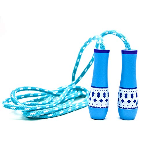 Cotton Jump Rope for Kids - Wooden Handle - Adjustable Cotton Braided Fitness Skipping Rope - Outdoor Fun Activity, Great Party Favor, Exercise Activity
