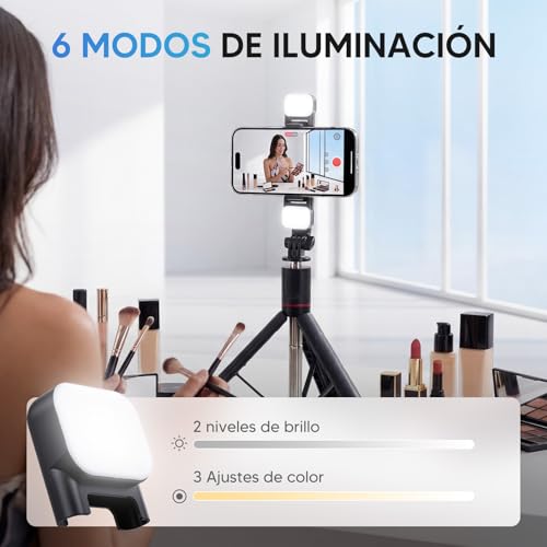 170cm Trípode Bluetooth con Luz de Relleno, Palito Selfie Plegable y Portátil para Viaje, Soporte Extensible para Transmisión en Vivo, Videollamadas y Fotos, Compatible con Todos los Teléfonos Móviles