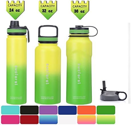 SUCFORST Water Bottle +2 Extra Accessories - Vacuum Insulated Stainless Steel Wide Mouth Travel Mug - Powder Coated Double-Walled Flask