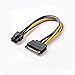 [5 Pack] J&D SATA 15 Pin to 6 Pin PCI Express (PCIe) Graphics Video Card Power Cable Adapter (20 cm)