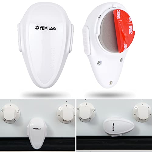 Oven Door Child Safety Lock, 2 pcs, White, with Special Heat-Resistant Adhesive, Double Safety Button, Easy to Install, Baby Oven Front Lock, Childproof Cooker Lock, Stove Guard for Toddler Protection