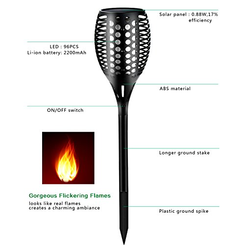 image for A plus life Solar Torch Light with Flickering Flame Lighting,Wireless 