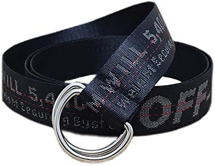 Fashion Unisex Embroidery Belt Casual Extra Long Canvas Belt for Jeans Shorts Trousers with Double D-Ring Buckles