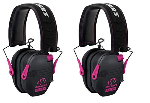 Walkers GWPRSEMPNK Razor Slim Folding Electronic Earmuff 23 dB Black/Pink - 2 Pack