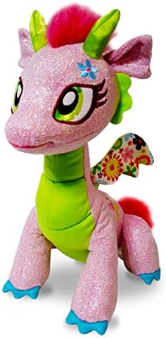 GlitterShine Dragons Plush Stuffed Toy Pink Sparkling Dragon - 12 Inches - Glimmer Flora