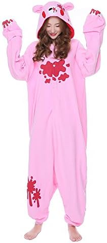Sheena Cartoon Gloomy Bear Costume Adult Kigurumi Pajamas Onesies Winter Sleepwear (Medium, Pink)