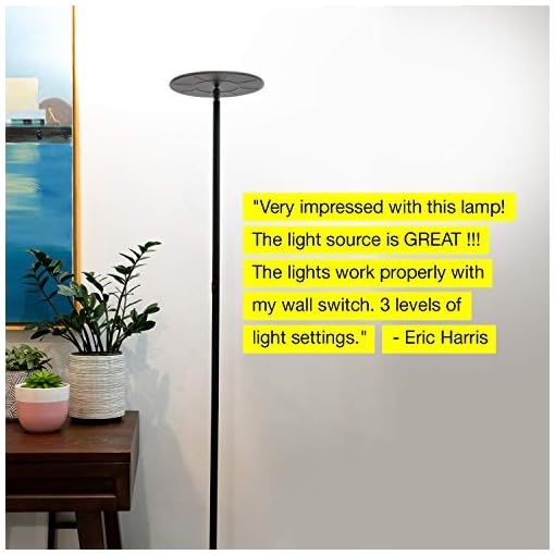 brightech sky led torchiere super bright floor lamp tall standing modern pole light for living rooms & offices