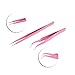 False Eyelash Tweezers,2pcs/set Stainless Steel Pink Straight/Curved Nail Tweezers Nippers Tools Eyelash Extension Tweezers Pointed Clip Makeup Tools
